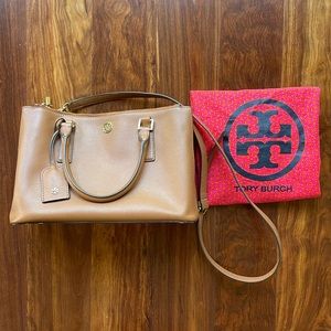 Tory Burch Satchel w/ Crossbody Strap in Bistro Brown